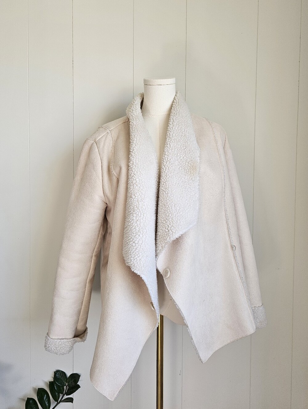 Smart Set Cream Faux Shearling Draped Jacket